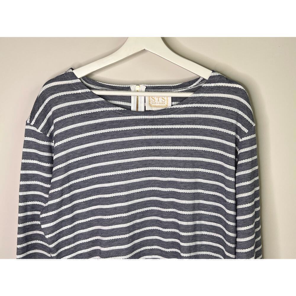 Sail To Sable Roundneck Knee Length Shirt Dress Pullover Striped Navy Women's XL - Picture 4 of 10